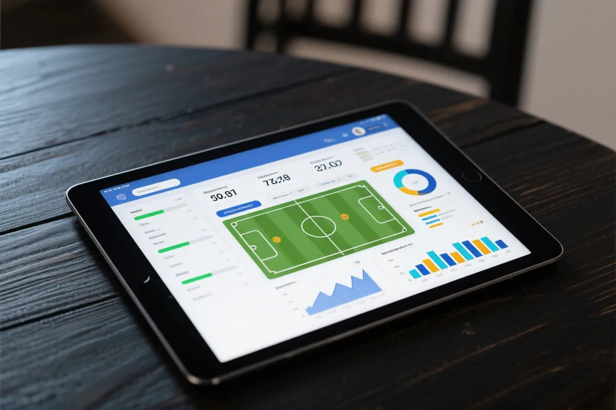 数字化足球战术板与数据分析图表